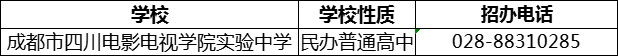 2024年成都市四川電影電視學院實驗中學招辦電話是多少？