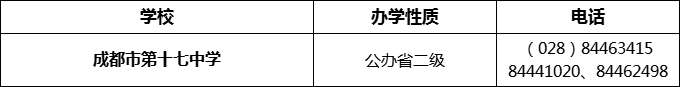 2024年成都市第十七中學(xué)招辦電話是多少？