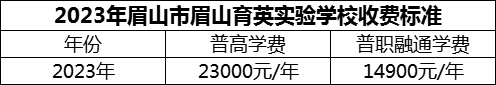2024年眉山市眉山育英實驗學(xué)校學(xué)費多少錢？