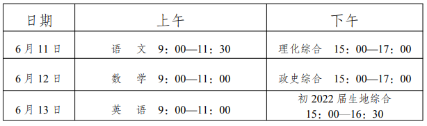 2022年內(nèi)江中考時(shí)間安排是怎么樣的？